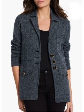 NIC+ZOE Editor Knit Women's Blazer with Button Detail - Patina XL